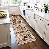 Runner Rug 2x6, Kitchen Rug Non Slip Washable Rugs with Rubber Backing Soft Floral Carpet Runner for Hallways, Kitchen, Laundry, Bedroom, Bathroom (2 x 6, Beige)