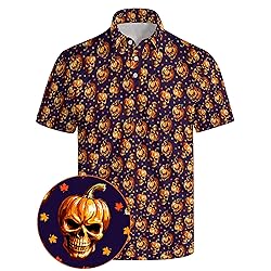 Xdceu Halloween Golf Polos for Men - Funny Golf