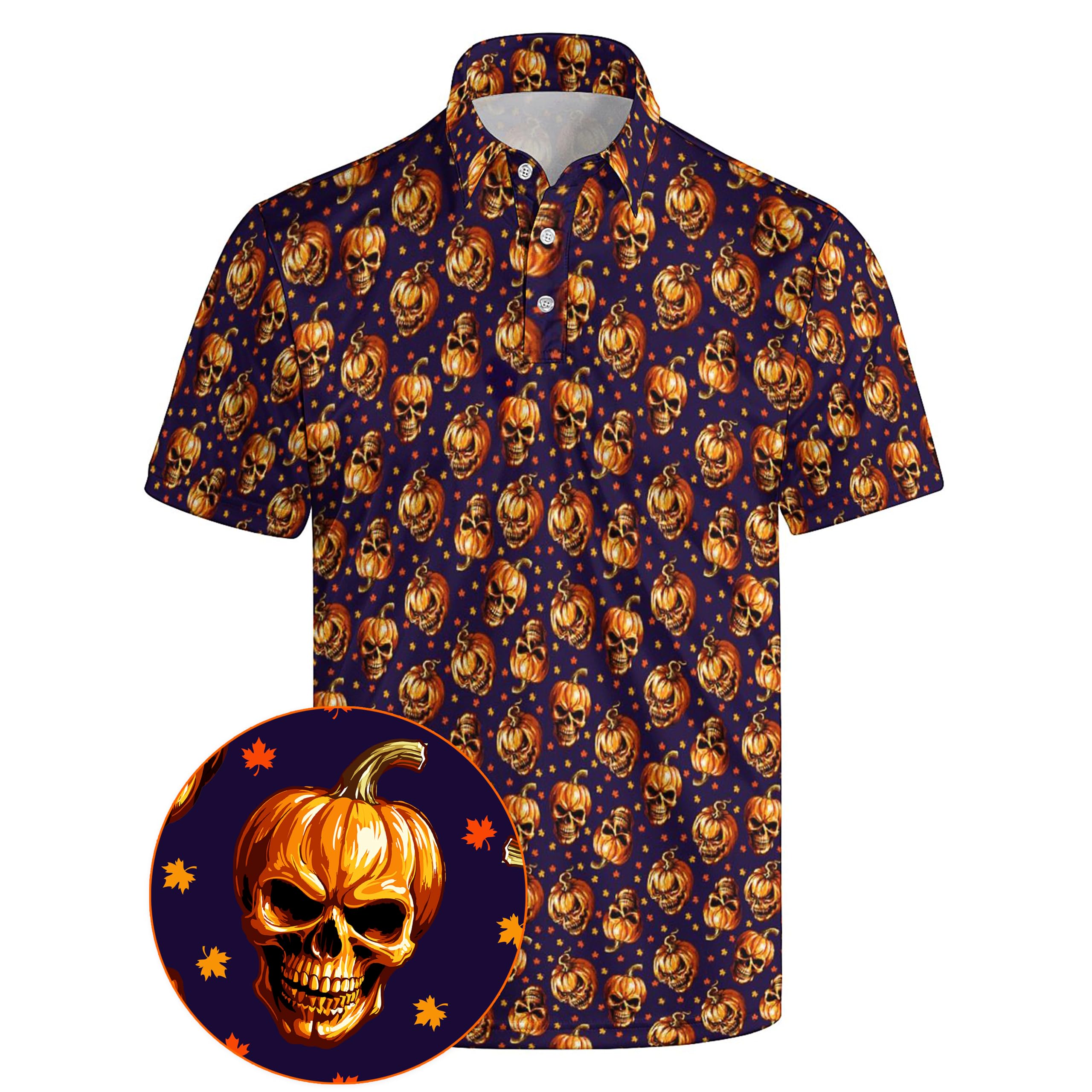 Xdceu Halloween Golf Polos for Men - Funny Golf