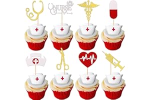 ZHUOWEISM 32 PCS Nurse Cupcake Toppers Glitter Nursing School Graduation Cupcake Picks Medical Rn Nurse Grad Themed Birthday Baby Shower Party Cake Decorations Supplies