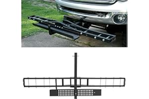 ECOTRIC 500LBS Motorcycle Trailer Hitch Carrier Scooter Dirt Bike Hauler Hitch Mount Rack with Loading Ramp Locking Device Heavy Duty Steel Motorcycle Rack for Hitch Fits 2" Receiver