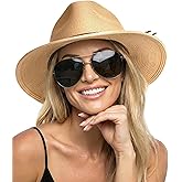 FURTALK Sun Hats for Women Summer Wide Brim UV UPF 80+ Panama Fedora Foldable Packable Straw Beach Hat
