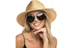 FURTALK Sun Hats for Women Summer Wide Brim UV UPF 80+ Panama Fedora Foldable Packable Straw Beach Hat