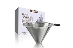 AGOGO Reusable Coffee Filter - 304 Stainless Steel Filter for Pour Over Coffee Maker - Metal Cone Filter - Paperless Filter -