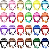 Chunyin 60 Pieces Party Wigs and Sunglasses Set, Neon Short Bob Wig Costume Cosplay Colorful Wig Hairpieces for Bachelorette Neon Party Favors, Halloween, Decorations (12 inch)