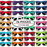 36 Pack 12 Colors Neon Party Sunglasses With Dark Lens,80's Style Perfect Colorful Novelty Sunglasses For Bulk Pool & Beach Parties,Birthday Goody Bag Fillers for Boy