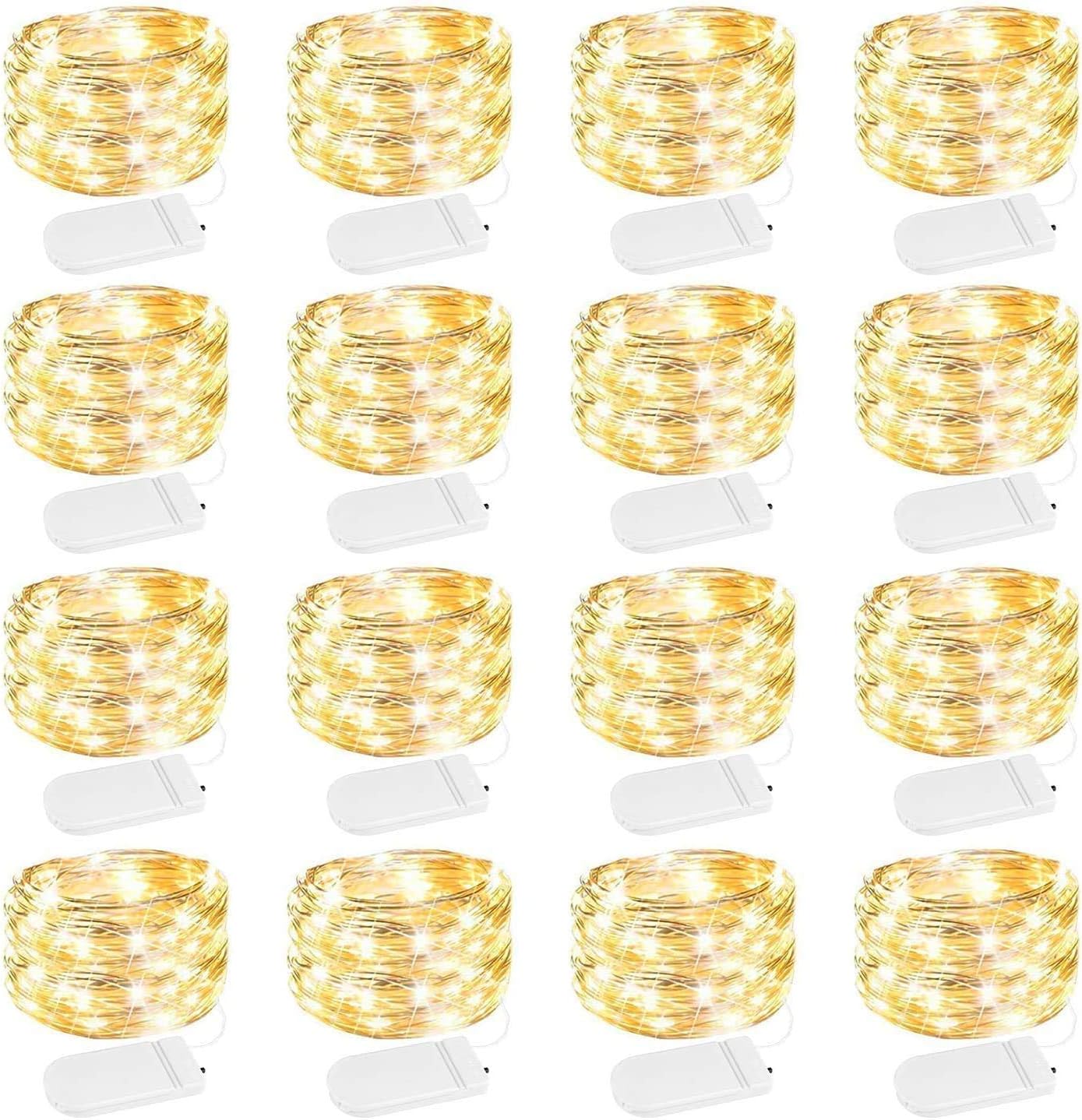 Engilen Fairy Lights 16 Pack 7.2 Feet 20 LED Copper Wire String Lights Decorative Lights Battery Operated, DIY Home,Vase,Jar,Christmas,Mother's Day,Holiday,Party Warm White