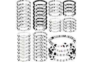 yesaior 48pcs Sports Charm Bracelets, Soccer Softball Basketball Player Gifts Beaded Ball Adjustable Clay Bracelets Jewelry Sports Gifts Supplies for Teen Adults
