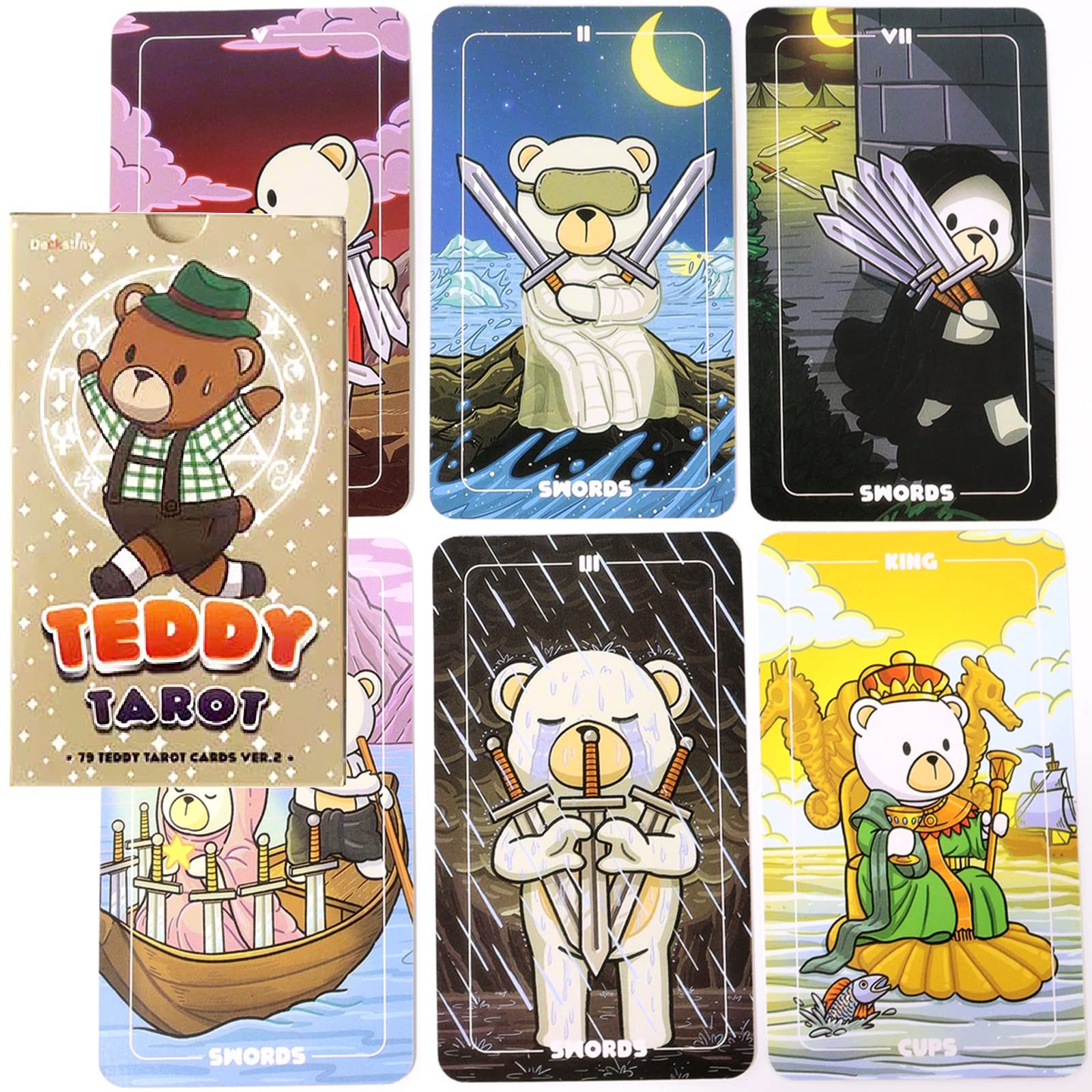 Teddy Tarot Deck Ver.2, 79 Adorable Tarot Cards - Pocket Size (4.06