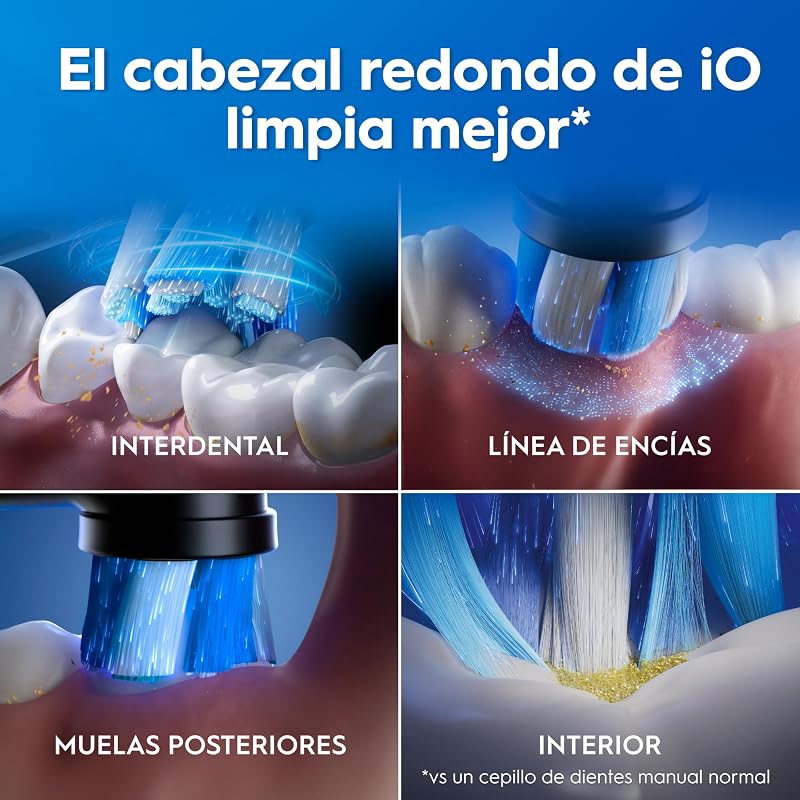 Oral-B iO 2 escova de dentes elétrica Night Black, 1 cabeça, 1 estojo de viagem, 1 suporte de recarga, 3 modos de escovagem, sensor de pressão e temporizador, desenhado por Braun