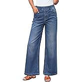 ZESICA Wide Leg Jeans for Women High Waisted Stretchy Baggy Denim Pants 2026 Trendy Elastic Waist Trousers with Pockets