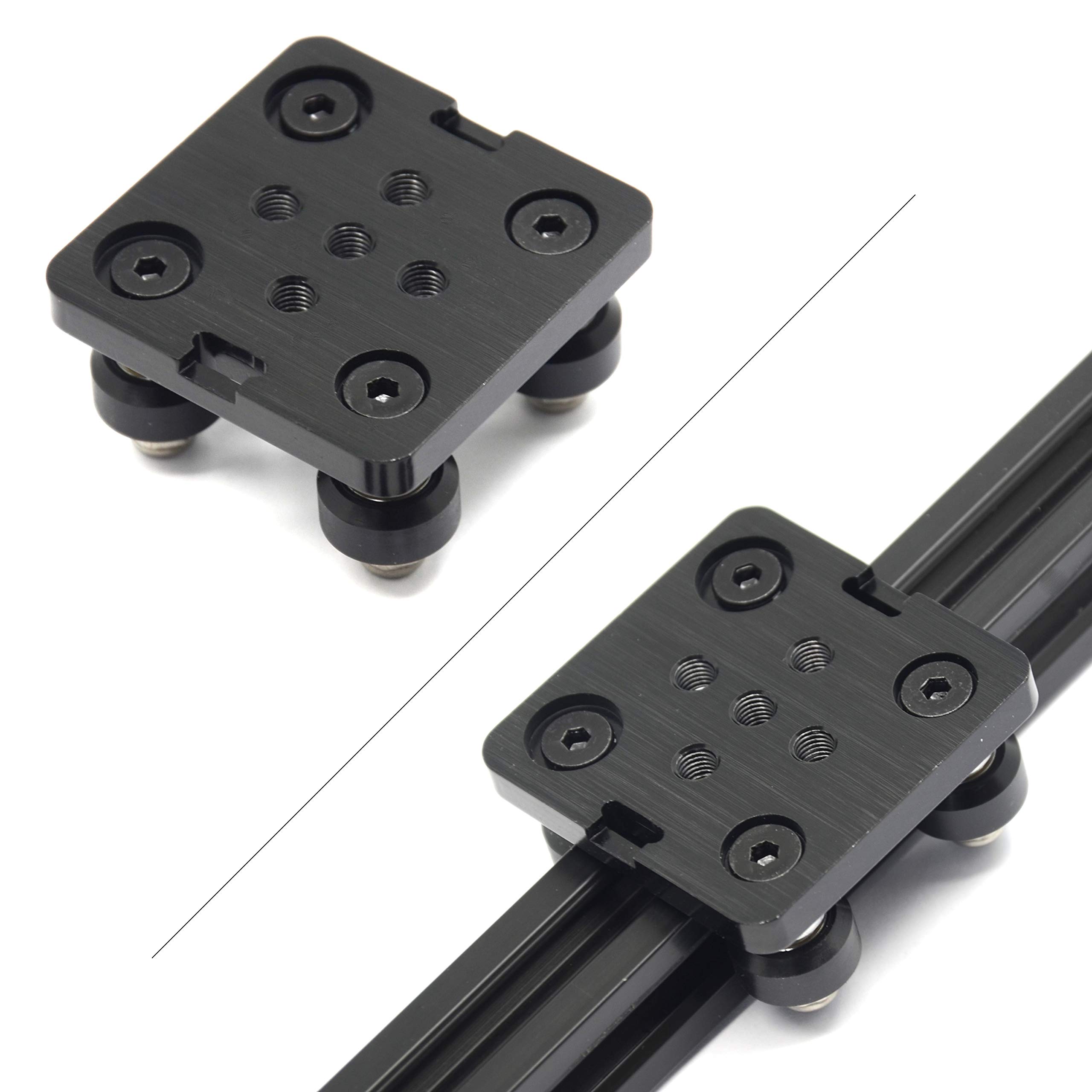 Befenybay Small V-Wheel with Plate for 2020 Aluminum Profile for CNC and 3D Printer Parts Kossel Black Wheel