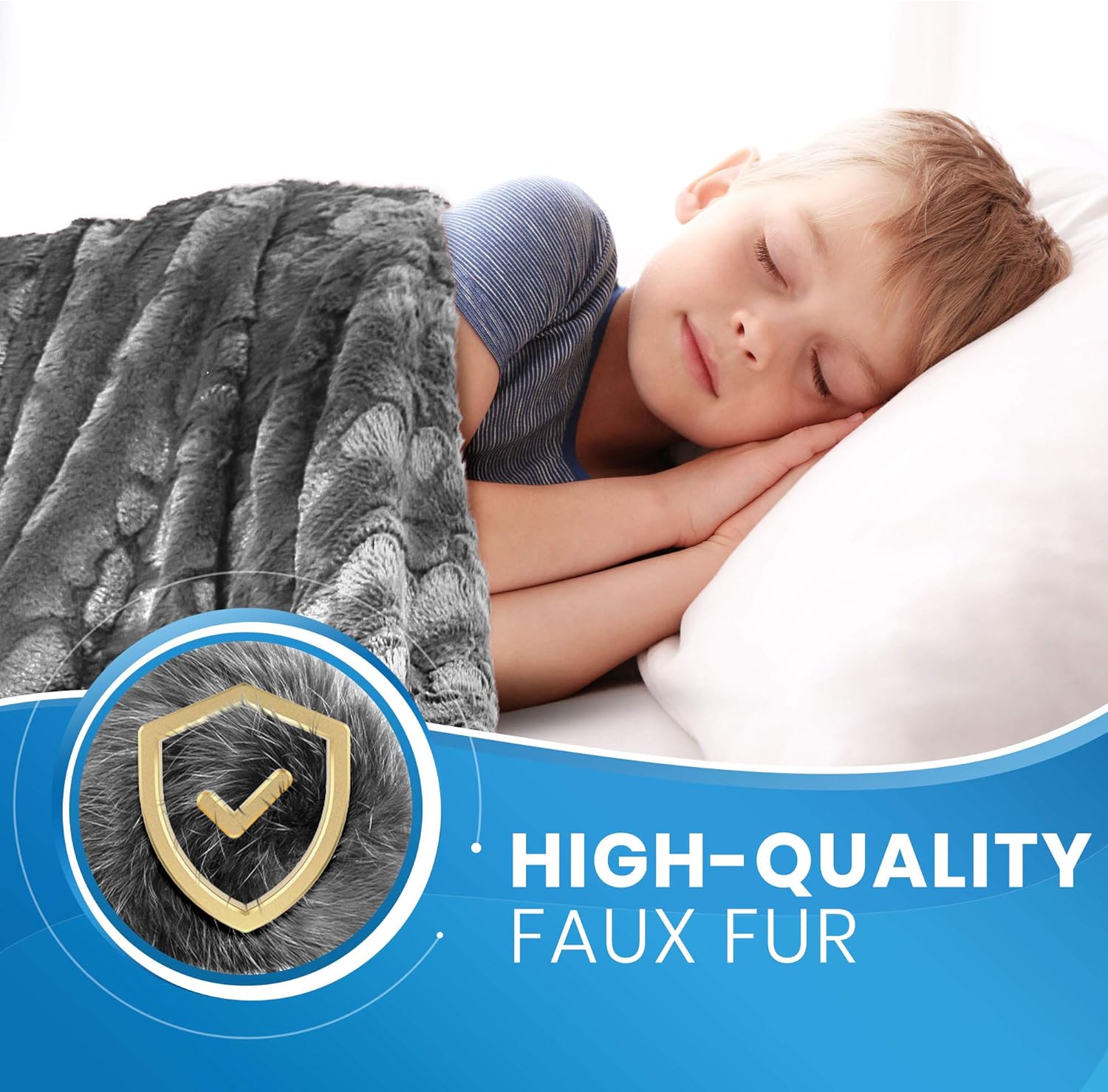 Everlasting Comfort Luxury Faux Fur Throw Blanket - Ultra Soft and Fluffy - Plush Throw Blankets for Couch Bed and Living Room - Fall Winter and Spring - 50x65 (Full Size) Gray: Home & Kitchen