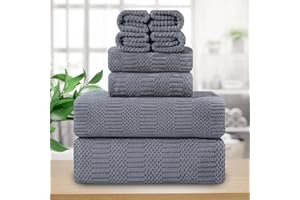 Ferdilan 8 Piece Oversized Bath Towels Set Gray,2 Extra Large Bath Towel Sheets,2 Hand Towels and 4 Washcloths 600 GSM Highly Absorbent Quick Dry Towels Set for Bathroom Hotel