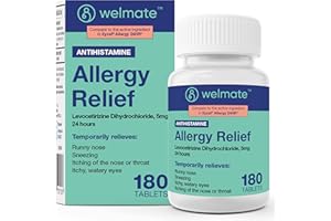 WELMATE - Levocetirizine Dihydrochloride 5mg (180 ct) - Non Drowsy Allergy Medicine - 24 Hours - Antihistamine - Generic Allergy Pills - Over-The-Counter Medication