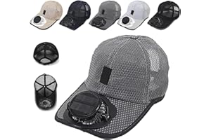HIDRUO Solar Rechargeable Peak Cap, Adults Mesh Baseball Cap Fishing Beach Hats with Solar Fan, Summer UV Protection Sun Hat