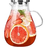 1 Gallon Glass Pitcher with Lid and Handle, Hot & Cold Water Jug, Extra-Wide Mouth Beverage Carafe for Juice, Iced Tea & Drinks
