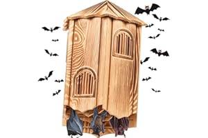 ONKO Wooden Castle Bat Houses for Outdoors, Three Chamber Bat Box, 16.1" x 9.2" x 4.4" Large Bat House for Trees Attract Bats, Easy to Hang, No Assembly Required Bat Nest Weatherproof Home