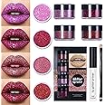 Animakeup Kawaii Kisses Glitter Lip Kit 4 Colors - Blueberry Pie, Metallic & Shiny Diamond Finish with Lip Primer & Brush