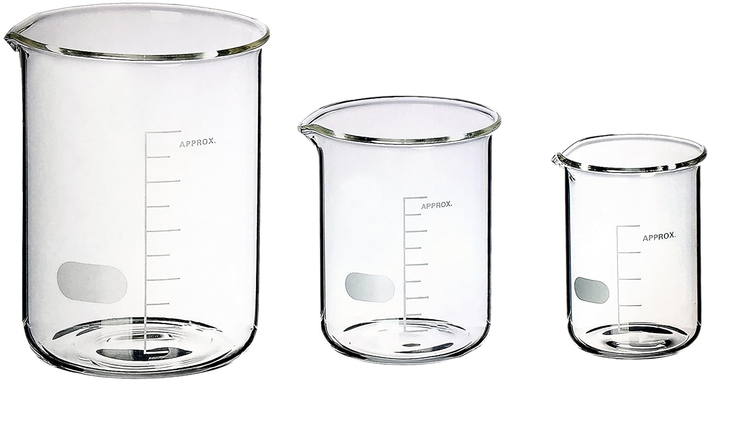 Pack of 3 Glass Beaker Borosilicate Thick Low Form 50ml, 100ml, 250ml Amazon.co.uk Business