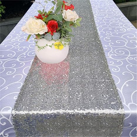 Amazon Fgjfj 高級バナーアクセサリーテーブルロゴファッションデコレーションホリデーテーブルランナー 銀 テーブルランナー オンライン通販