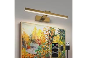 ZitoStory Picture Lights for Wall Antique Brass Dimmable Wireless Picture Lights for Paintings LED Wall Light Fixtures Adjustable Wall Sconce with Remote (Antique Brass, 16inch) 3000K