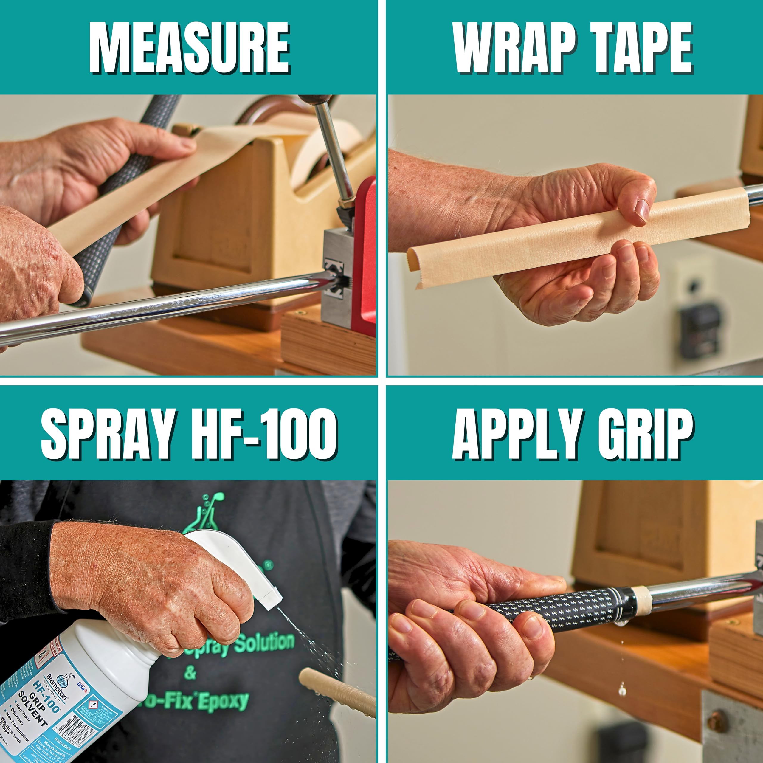Brampton HF-100 Premium Golf Grip Solvent for Regripping Golf Clubs and Golf Grip Repair - Shake and Spray Golf Grip Solution - Non-Toxic, Non-Flammable, and Odorless Golf Grip Solvent