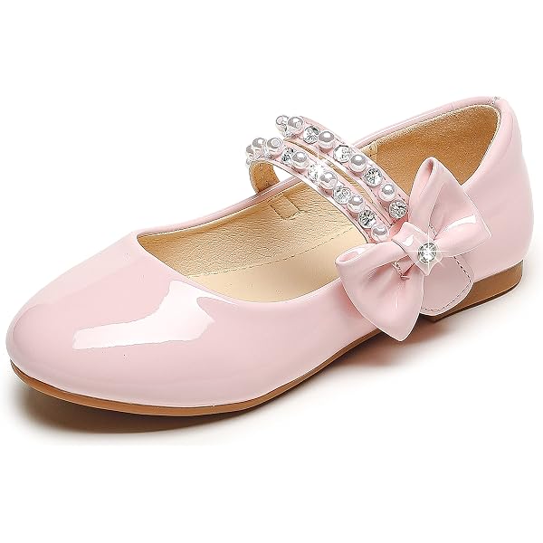 thumbnail image 2 of Siilsaa Kids Shoes Mary Jane Dress Shoes Ballet Flats For Girl Party School Shoes Bowknot Princess Shoes Silver,6 2 of 14