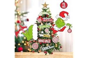VLOSO 12PCS Grinchs Christmas Decorations,Grinchs Tree Topper, Whoville Christmas Décor for Christmas Tree