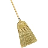 Weiler 44009 56" Length, 7/8" Diameter Wooden Handle , 5 Sews, 100% Corn Fill, Heavy-Duty Upright Warehouse Broom, Natural
