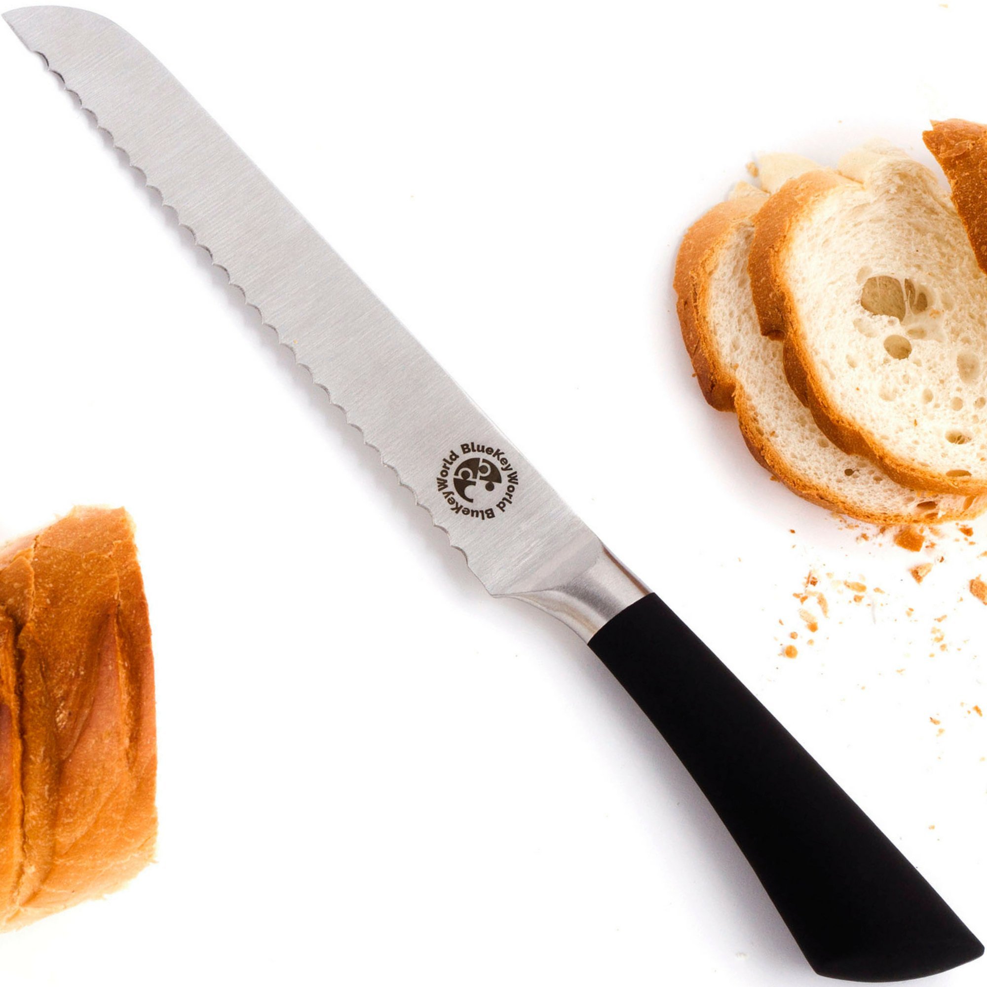 Ultra Sharp Bread Knife. Well Balanced. RustFree 8 Inch Serrated Blade