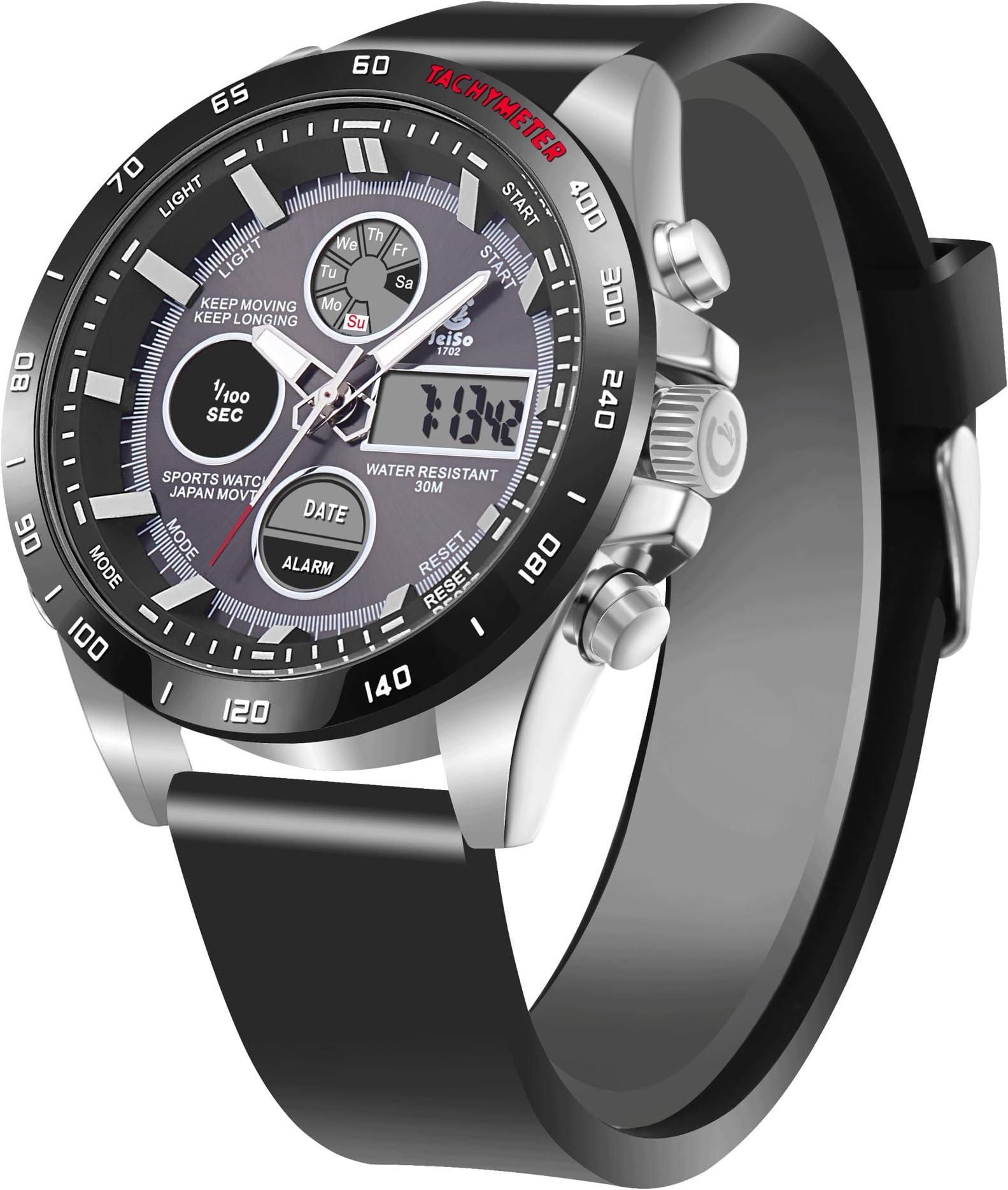 Men's Military Watches,Waterproof Outdoor Digital Dual Display Sports Wrist Watch with LED Backlight Black
