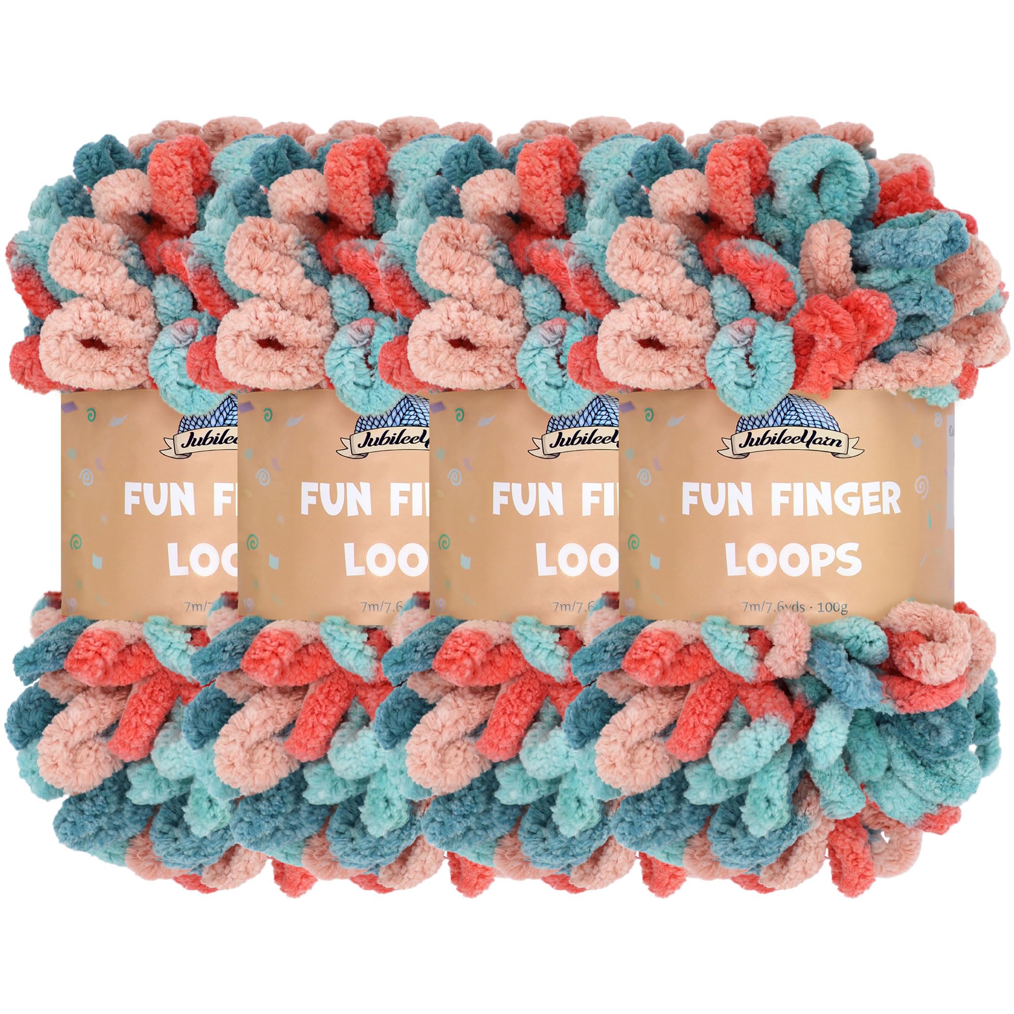 JubileeYarn Fun Finger Loops Yarn - Polyester Jumbo Weight Loop Yarn - 100g/Skein - Hypnos - 4 Skeins