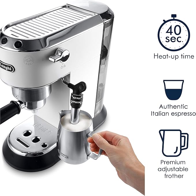 De Longhi Ec685w Dedica Deluxe Pump Espresso Machine With Premium Adjustable Frothing Wand In Matte White Amazon Ca Home