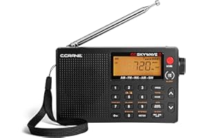 C.CRANE C. Crane CC Skywave 2 AM, FM, Shortwave, NOAA Weather + Alert, VHF Aviation Band, Small Battery-Operated Portable Travel Radio with Clock and Alarm