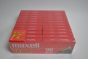 Maxell 24 Pack UR 90 Audio Cassettes, Black, 60 Minutes per Side, 2 Hours Total Recording Time