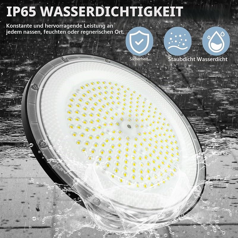 UFO LED hallenstrahler,LED Werkstattlampe,IP65 Wasserdichte Industrielampe für Fabriken, Lagerhäuser,Garagen (4 Pack, 200W)