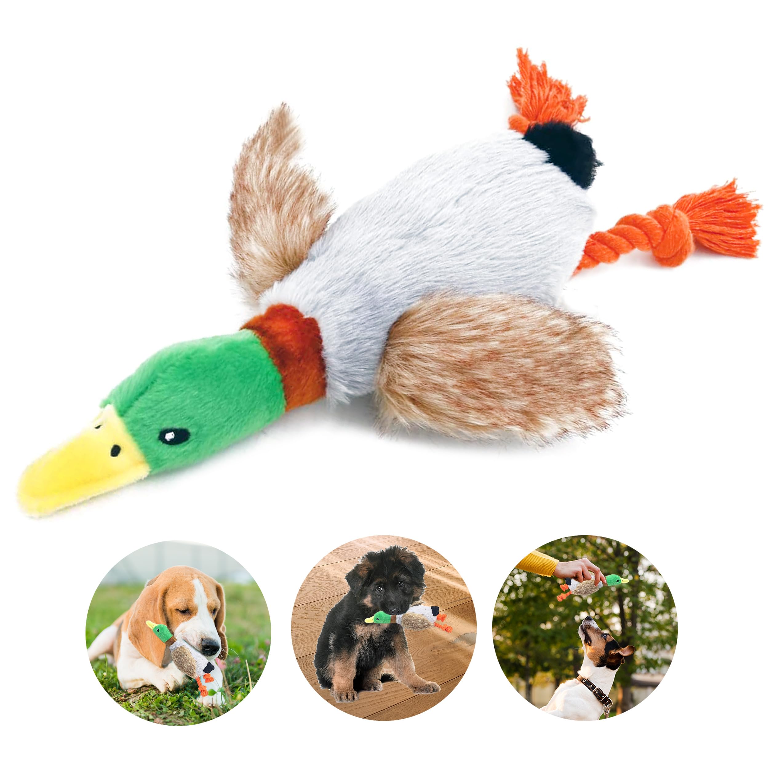 Revolex Durable Duck Chew Toy for Puppies | Indestructible, Squeaky Plush Toy with Sound Paper Wings, Dental Health, Mental Stimulation | Vibrant Design for All Breeds
