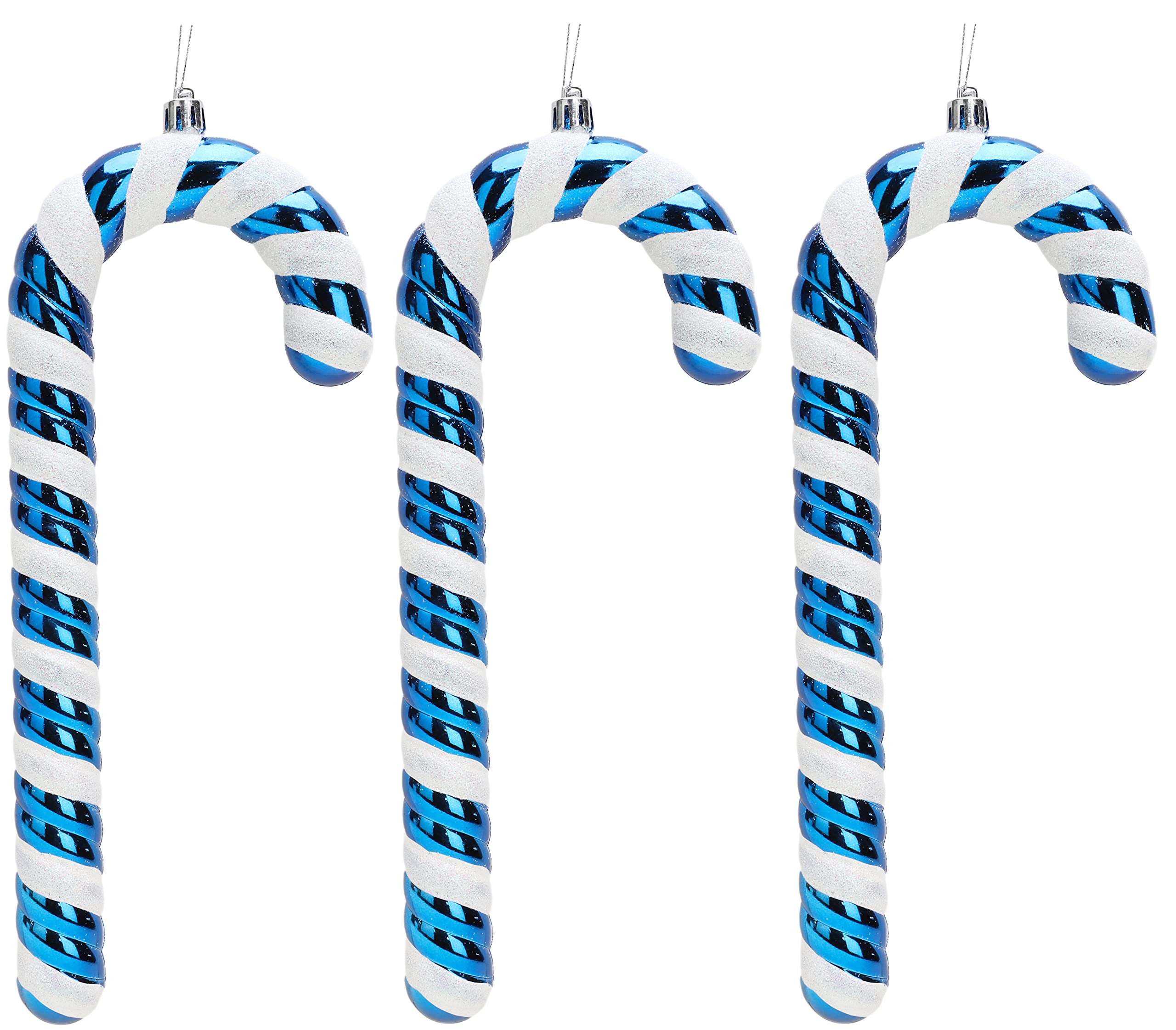 Christmas Concepts® Pack of 3–250mm (10") Extra Large Candy Cane Baubles – Shiny & Glitter Decorated – Christmas Decorations (Midnight Blue)
