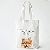 ZYQFN Pomeranian Mama Canvas Tote Bag for Women – Cute Dog Lover Dog Mom Gift – Reusable Bag for Work, College & Travel (006)