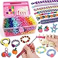 DDAI Elastic Cloth Band Bracelet Making Toy - Arts and Crafts Kit for Kids Weaving Loom Bracelets Kit 1000+ Colorful Fabric Loops - Birthday Gift for Girls Boys 6 7 8-12 Years Old