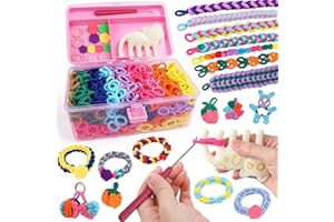 DDAI Bracelet Making Kit for Girls Ages 6-12 – Arts and Crafts for Kids Weaving Loom Bracelets Kits -1000+ Colorful Elastic Cloth Loom Bands – Great Birthday Gift for Girls Boys 7 8-12 Years Old