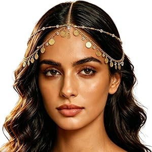 ZUYASEZ Boho Layered Headpieces Rhinestone Sequin Head Chain | Gold Forehead Accessories Vintage Charm Headchains for Girls 1