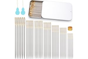GarfxG 100 PCS Cross Stitch Needles, Assorted 7 Sizes Large Eye Embroidery Needles with Threaders for Cross Stitch DIY Embroidery Handsewing Art Crafts