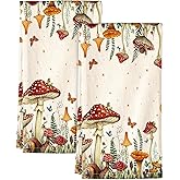 Miss Adola Flour Sack Kitchen Towels - Set of 2 Spring Dish Towels with Hanging Loop 18x26 Inch Absorbent Reusable Cotton Cloths for Cleaning Cute Design Home Decorative Housewarming, Mushroom Moon