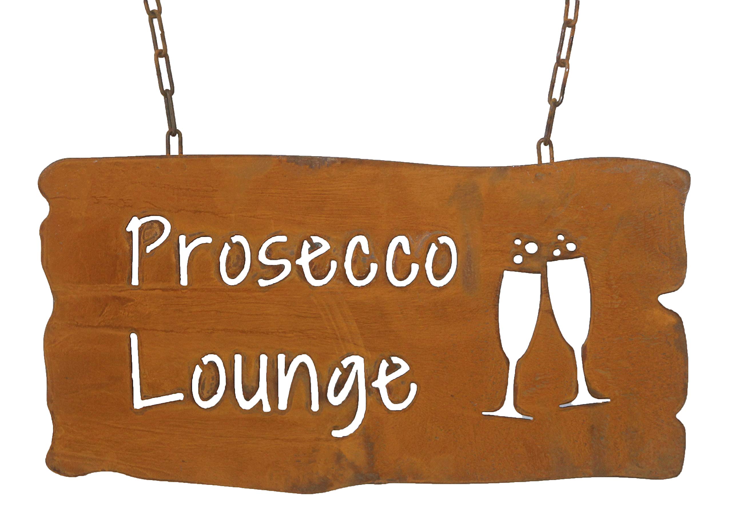 Sign Saying Board Rusty Garden Sign Patina Rust for Hanging Garden Decoration (Prosecco Lounge)