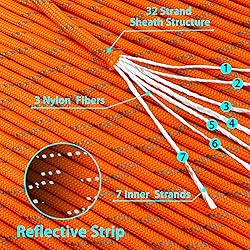 VVAAGG Reflective Paracord Rope 100FT, 7 Strand