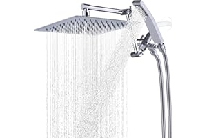 G-Promise All Metal 10 Inch Rainfall Shower Head with Handheld Spray Combo| 3 Settings Diverter|Adjustable Extension Arm with Lock Joints |71 Inches Stainless Steel Hose (chrome)