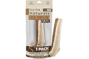 Mighty Paw Split Elk Antlers for Dogs (Sourced in The USA) | 1 Pack, Medium 5"+ Long Lasting Bones for Aggressive Chewers - Naturally Shed Split Deer Antler for Dogs - Low Odor Chews