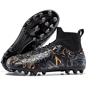 oTzTTzTo Kids Soccer Cleats Youth High-top Training Soccer Shoes Professional Athletic Outdoor Football Shoes